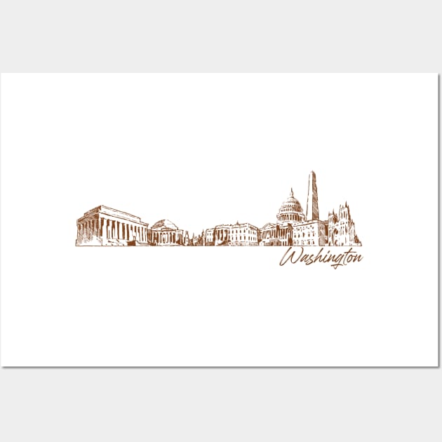 Washington hand drawn skyline Wall Art by SerenityByAlex